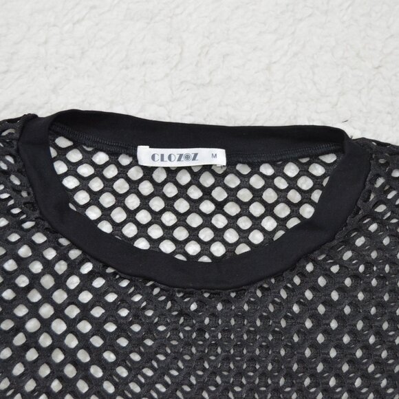 amazon black fishnet crop top M - Picture 2 of 10